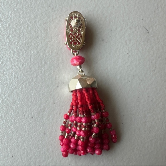 Kendra Scott Dove Statement Earrings Tassel Red Dark Pink - Picture 5 of 6